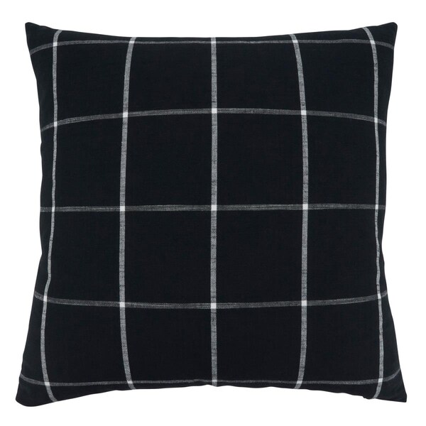 Rlm Distribution SARO  20 in. Square Black Large Plaid Throw Pillow with Poly Filling - HO3759943