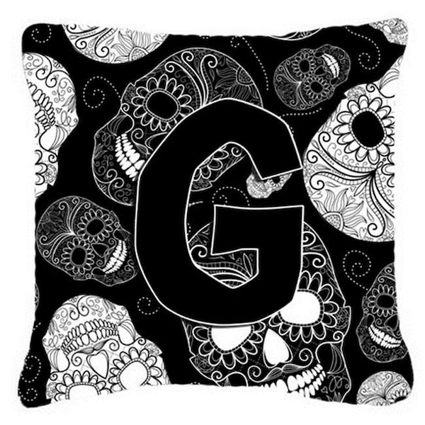 Carolines Treasures Carolines Treasures CJ2008-GPW1818 Letter G Day Of The Dead Skulls Black Canvas Fabric Decorative Pillow - CJ2008-GPW1818