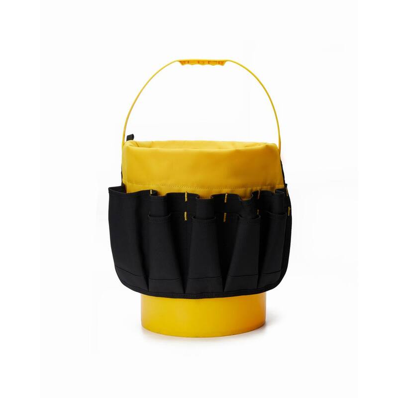 CAT Tool storage, 18 in., 26 pockets , Black and yellow, 600-D Polyester ,Bucket Organizer, Fits most 5 Gal. buckets - 84704