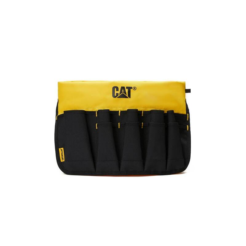 CAT Tool storage, 18 in., 26 pockets , Black and yellow, 600-D Polyester ,Bucket Organizer, Fits most 5 Gal. buckets - 84704
