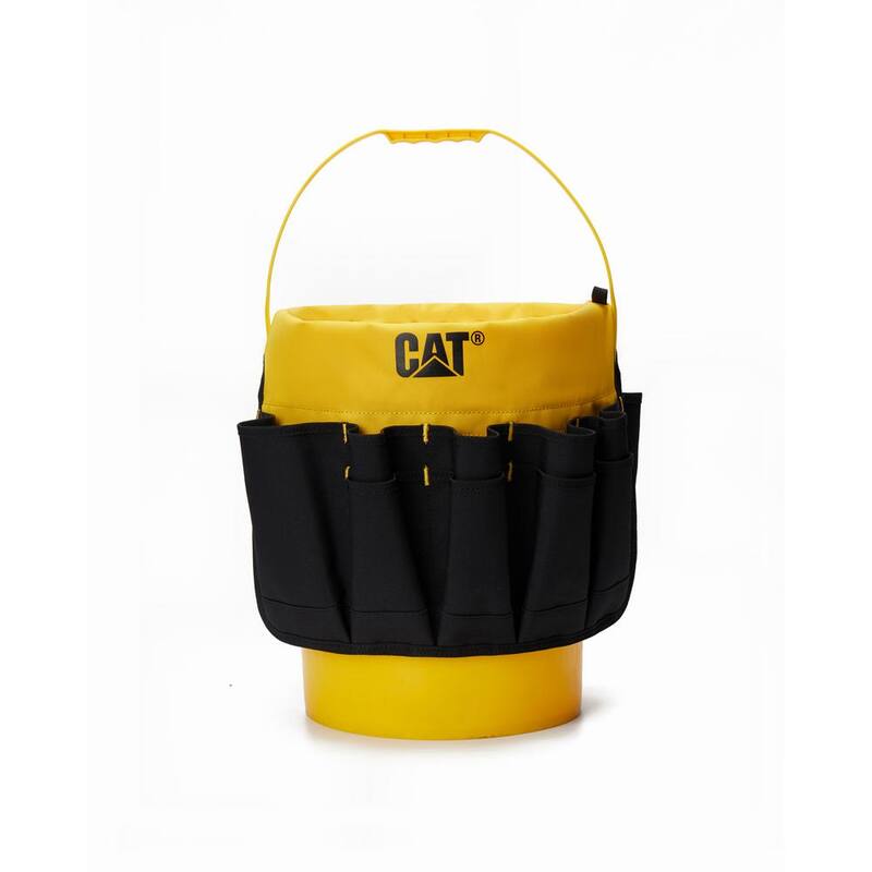 CAT Tool storage, 18 in., 26 pockets , Black and yellow, 600-D Polyester ,Bucket Organizer, Fits most 5 Gal. buckets - 84704
