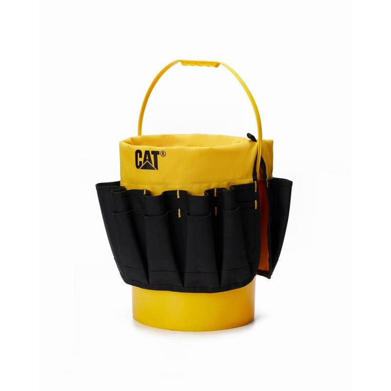 CAT Tool storage, 18 in., 26 pockets , Black and yellow, 600-D Polyester ,Bucket Organizer, Fits most 5 Gal. buckets - 84704