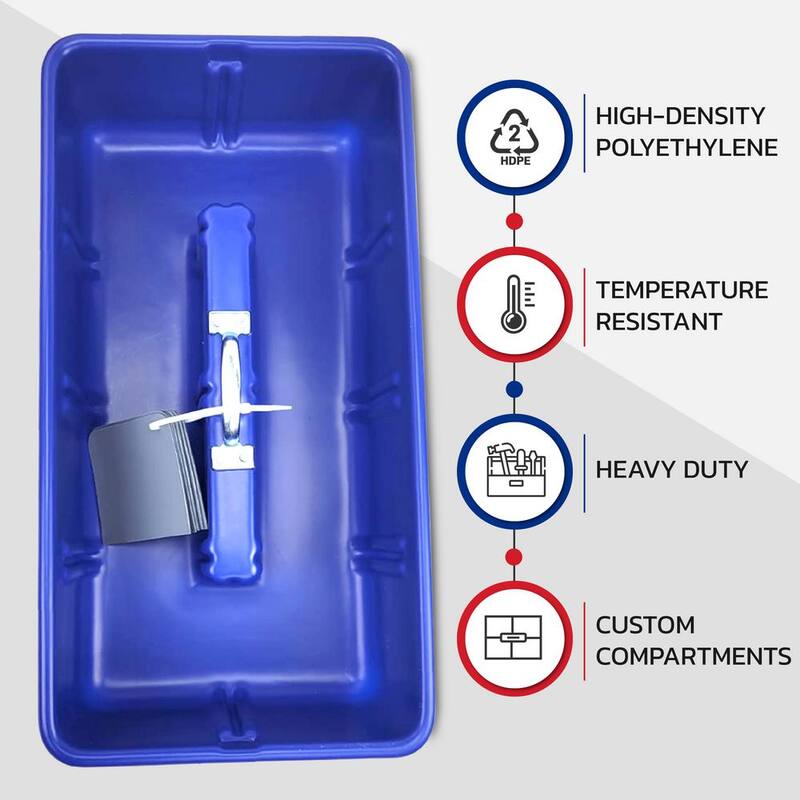 AMERICAN BUILT PRO Professional Grade 25 in. Blue Polyethylene Tote Tray with 6-Dividers - T1075BLUP1