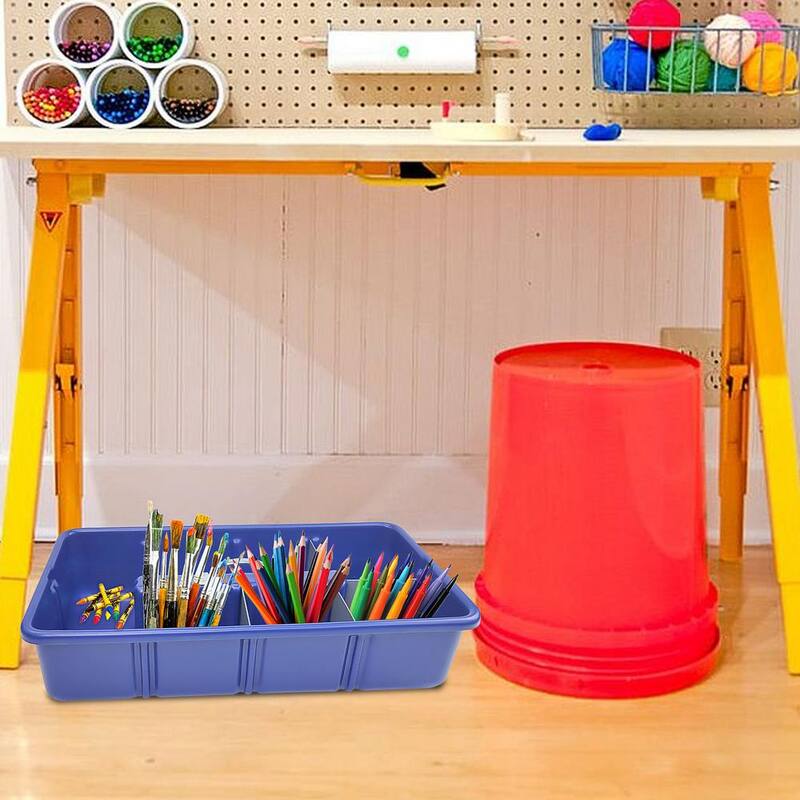 AMERICAN BUILT PRO Professional Grade 25 in. Blue Polyethylene Tote Tray with 6-Dividers - T1075BLUP1