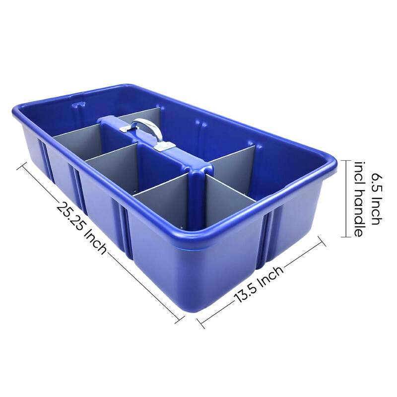AMERICAN BUILT PRO Professional Grade 25 in. Blue Polyethylene Tote Tray with 6-Dividers - T1075BLUP1
