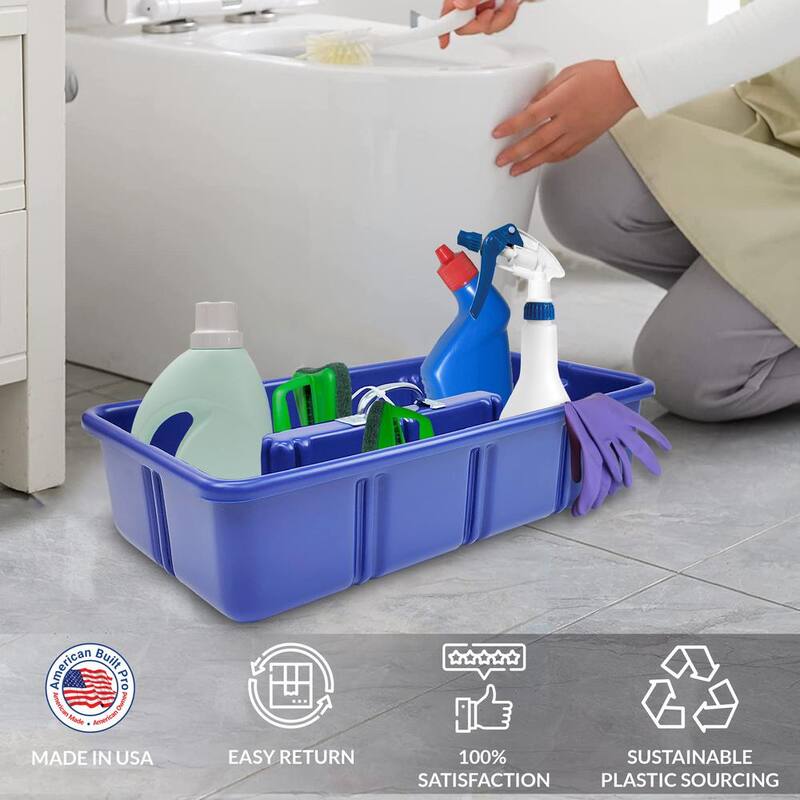 AMERICAN BUILT PRO Professional Grade 25 in. Blue Polyethylene Tote Tray with 6-Dividers - T1075BLUP1