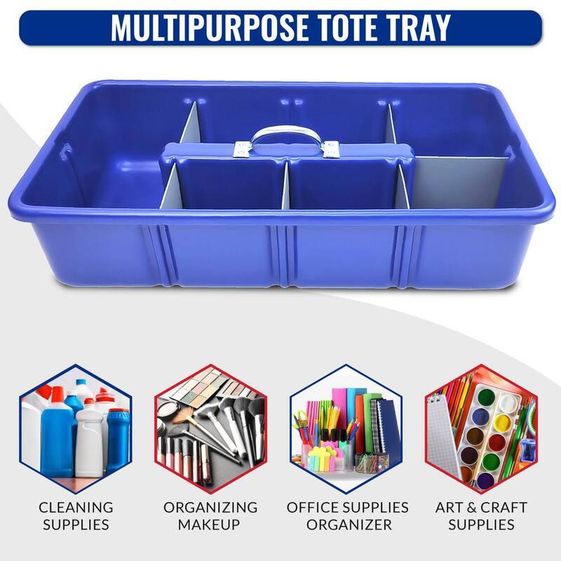 AMERICAN BUILT PRO Professional Grade 25 in. Blue Polyethylene Tote Tray with 6-Dividers - T1075BLUP1