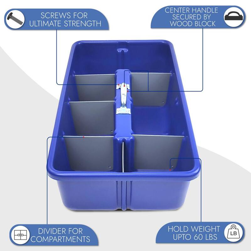AMERICAN BUILT PRO Professional Grade 25 in. Blue Polyethylene Tote Tray with 6-Dividers - T1075BLUP1
