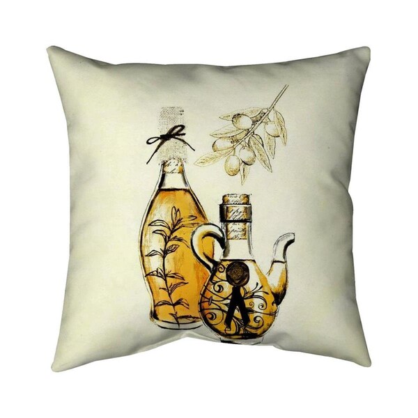 Begin Home Decor 26 x 26 in. Two Bottles of Olive Oil-Double Sided Print Indoor Pillow - 5541-2626-GA9