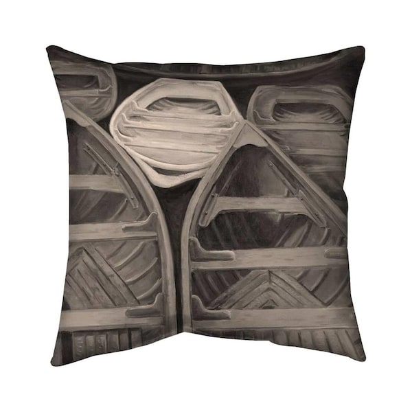 Begin Home Decor 26 x 26 in. Sepia Canoes-Double Sided Print Indoor Pillow - 5541-2626-CO70-1