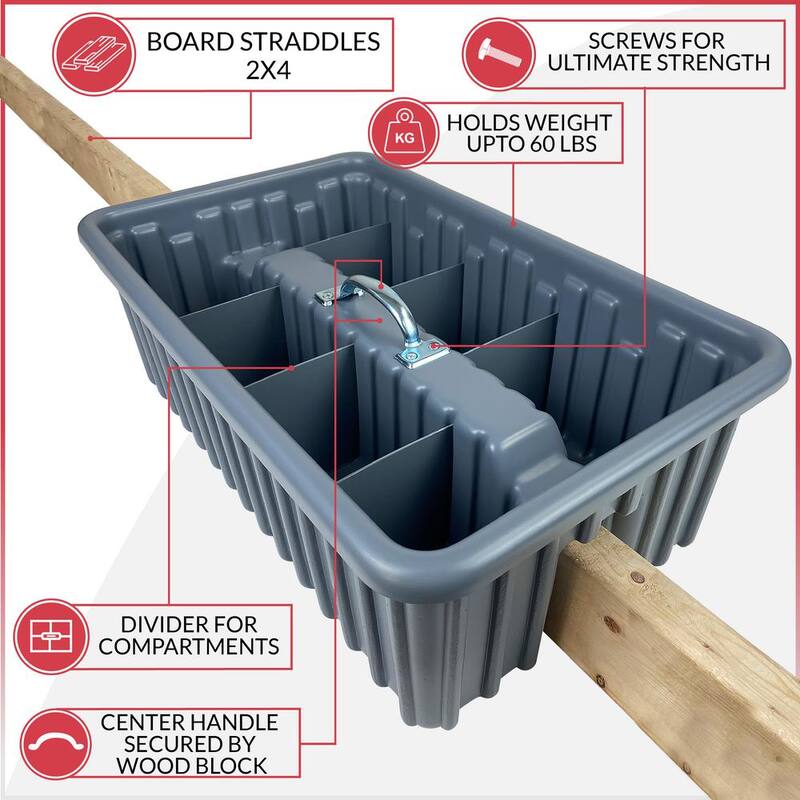 AMERICAN BUILT PRO Professional Grade 22 in. Gray Polyethylene Saddle Tray with 6-Dividers and Lid - T1065P1