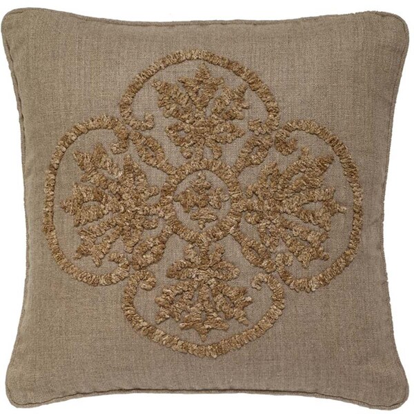 Indis Heritage Linen with Boucle Embroidery Squree Pillow Cover - C1074