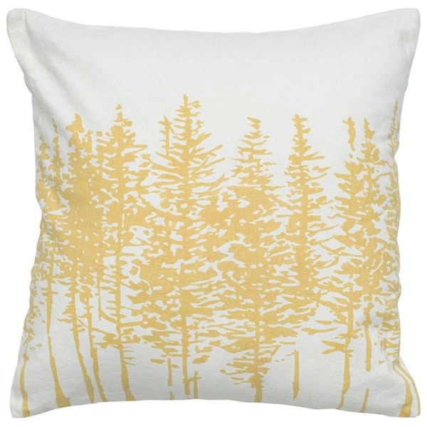 Homeroots Grove of Trees Down Throw Pillow Yellow & Ivory - 403128