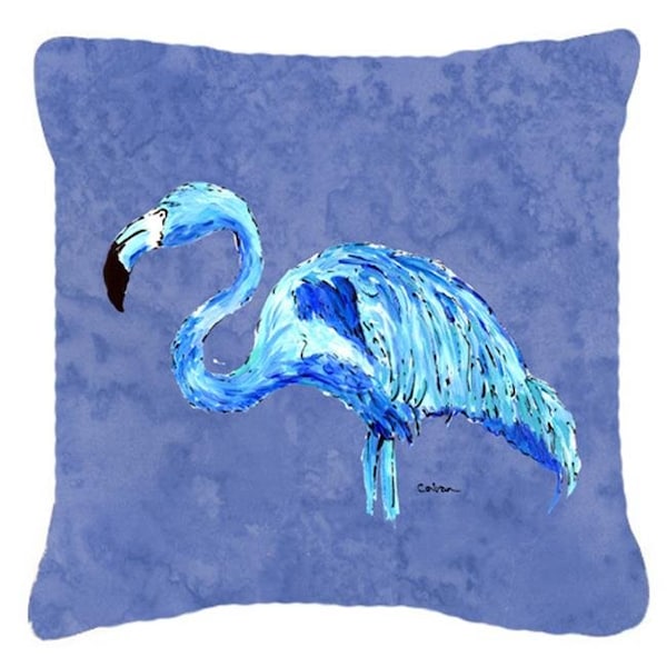 Carolines Treasures Carolines Treasures 8873PW1414 Flamingo On Slate Blue Indoor & Outdoor Fabric Decorative Pillow - 8873PW1414