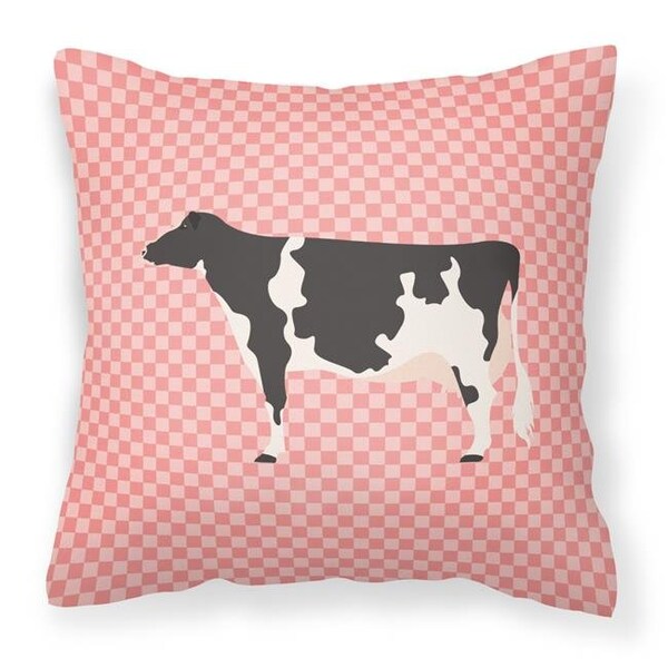 Carolines Treasures Carolines Treasures BB7822PW1818 Holstein Cow Pink Check Fabric Decorative Pillow; 18 x 18 in. - BB7822PW1818