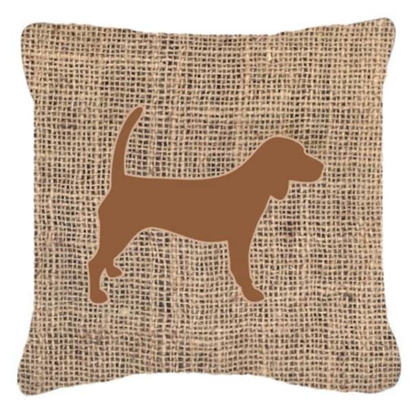 Carolines Treasures Carolines Treasures BB1087-BL-BN-PW1818 18 x 18 in. Beagle Burlap And Brown Indoor & Outdoor Fabric Decorative Pillow - BB1087-BL-BN-PW1818