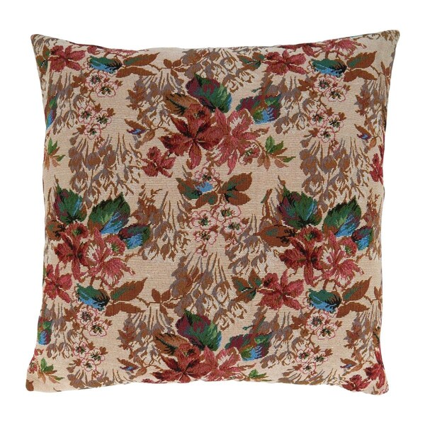 Rlm Distribution 18 in. Jacquard Flower Square Poly-Filled Pillow, Ivory - HO3206448