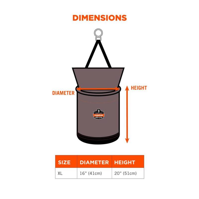 Ergodyne Arsenal 16 in. XL Nylon Hoist Bucket Tool Bag - Swiveling Carabiner, Zipper Top - 5976