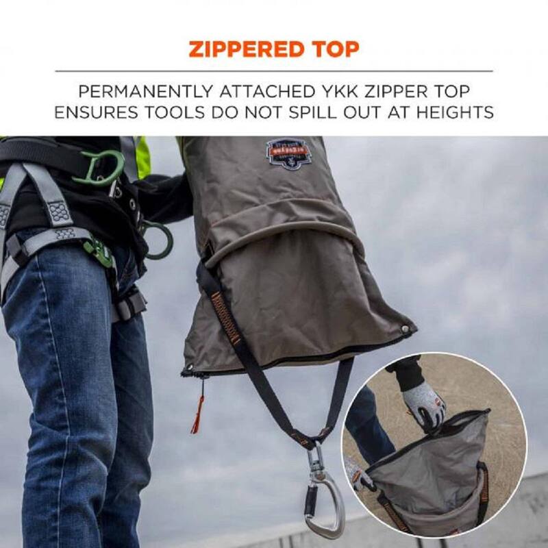 Ergodyne Arsenal 16 in. XL Nylon Hoist Bucket Tool Bag - Swiveling Carabiner, Zipper Top - 5976