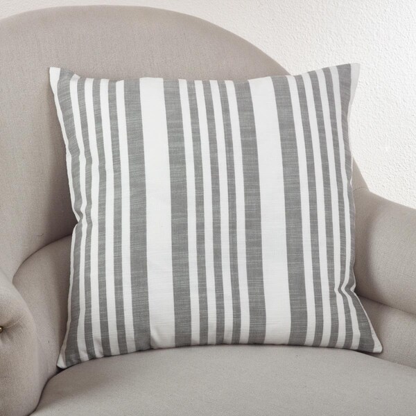 Rlm Distribution SARO  20 in. Square Coastal Stripe Down Filled Throw Pillow  Grey - HO2657490