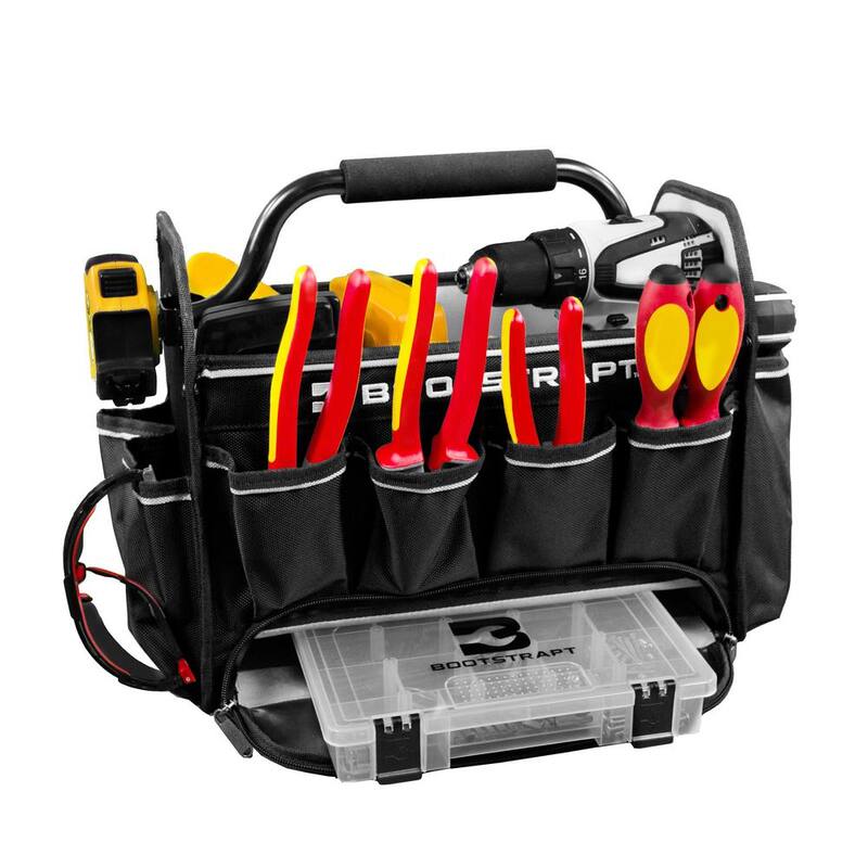 BOOTSTRAPT 15 in. Contractor's Tote Bag with Integrated Parts Bin Compartment - 006-505