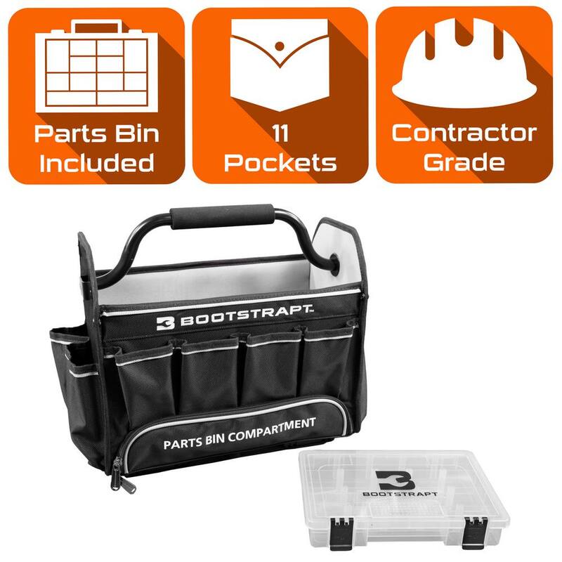 BOOTSTRAPT 15 in. Contractor's Tote Bag with Integrated Parts Bin Compartment - 006-505