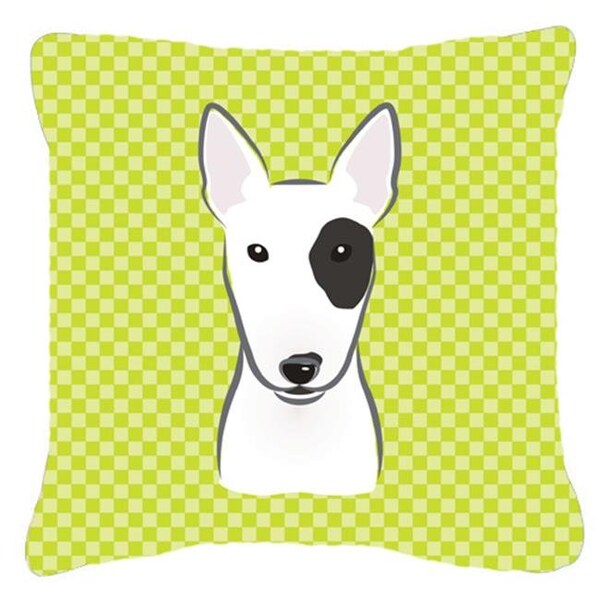 Carolines Treasures Carolines Treasures BB1271PW1818 Checkerboard Lime Green Bull Terrier Fabric Decorative Pillow; 18 x 18 In. - BB1271PW1818