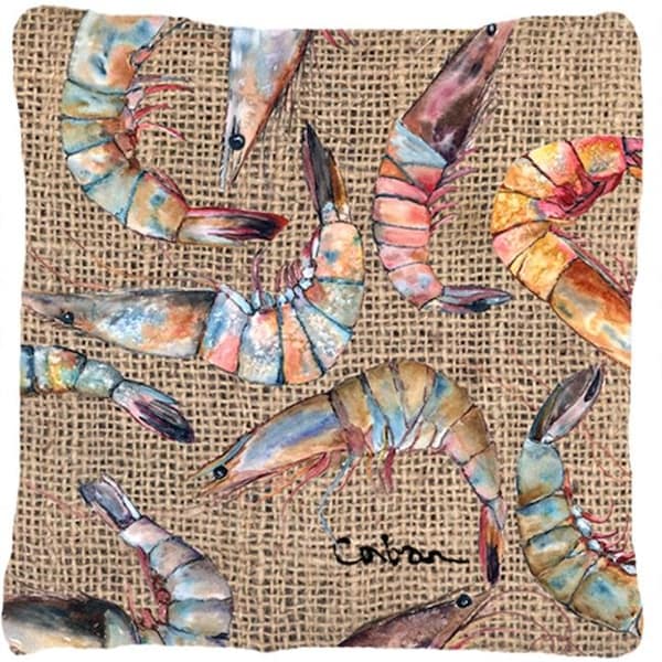 Carolines Treasures Carolines Treasures 8738PW1414 Shrimp Indoor & Outdoor Fabric Decorative Pillow - 8738PW1414