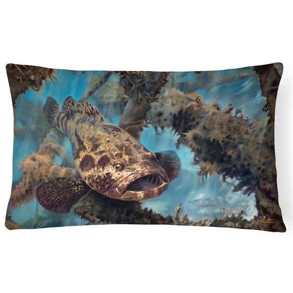 Carolines Treasures Carolines Treasures JMA2003PW1216 Golden Goliath Grouper Canvas Fabric Decorative Pillow - JMA2003PW1216
