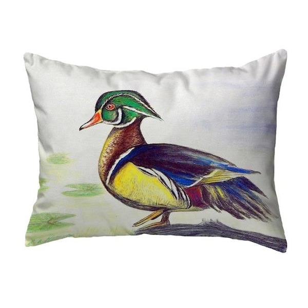 Betsy Drake Betsy Drake KS145 11 x 14 in. Male Wood Duck Script Small No-Cord Pillow - KS145