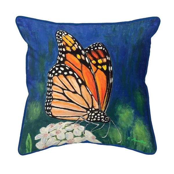 Betsy Drake Betsydrake HJ1212 18 x 18 in. Monarch & Flower Indoor & Outdoor Pillow - Large - HJ1212