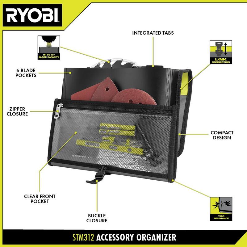 RYOBI LINK Accessory Organizer with 7-Piece 5 in. Random Orbit Sand Paper Assortment Set - 80, 120, and 220 Grit - STM312-A21701