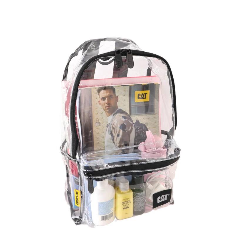 CAT Soft bag , 10 in., 2 pockets, Transparency,100% clear PVC , Backpack, Large capacity ample storage space, Easy clean - 84728