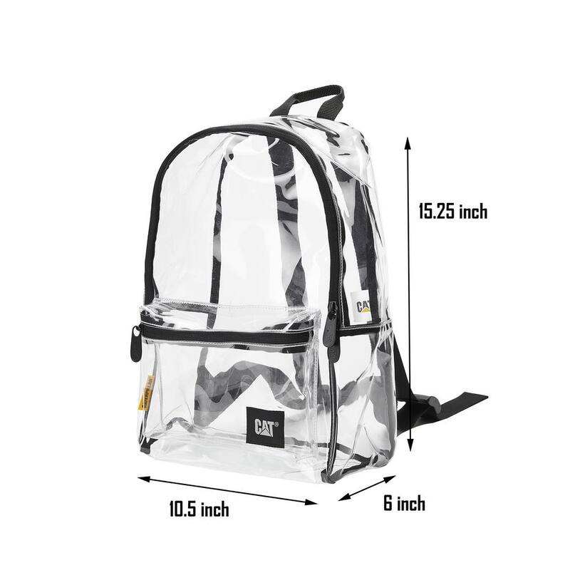 CAT Soft bag , 10 in., 2 pockets, Transparency,100% clear PVC , Backpack, Large capacity ample storage space, Easy clean - 84728