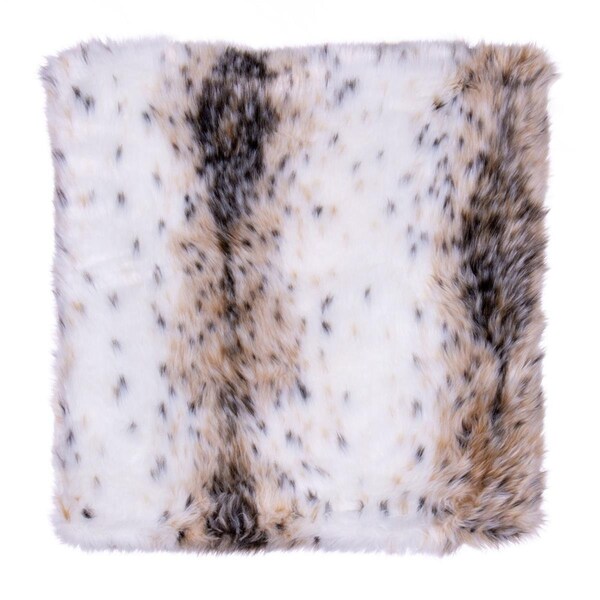 Dare2Decor 18 x 18 in. Snow Lynx Faux Fur Pillow, White - DA3254986