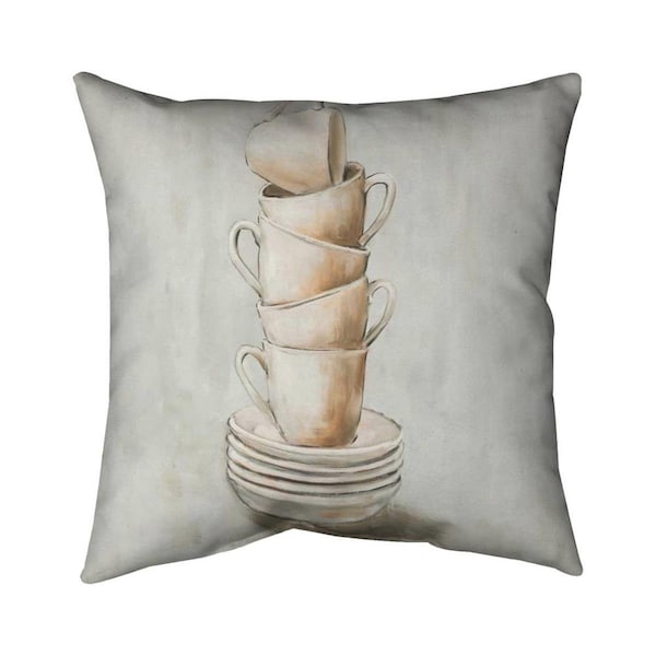 Begin Home Decor 26 x 26 in. Stacked Cups-Double Sided Print Indoor Pillow - 5541-2626-SL19