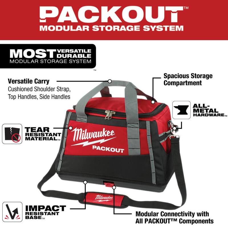 Milwaukee 20 in. PACKOUT Tool Bag and SHOCKWAVE Impact Duty Alloy Steel Screw Driver Bit Set with PACKOUT Case (100-Piece) - 48-22-8322-48-32-4082