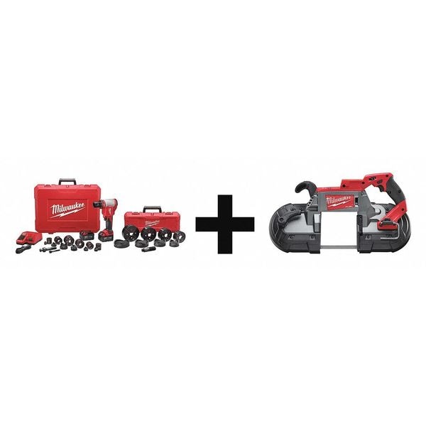 Milwaukee Tool Cordless Knockout Tool Kit, 18.0V, Battery Capacity 3.0Ah, Includes Battery/Charger - 2676-23, 2729-20