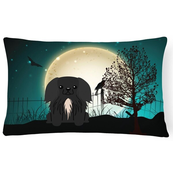 Carolines Treasures Halloween Scary Pekingnese Black Canvas Fabric Decorative Pillow - BB2297PW1216