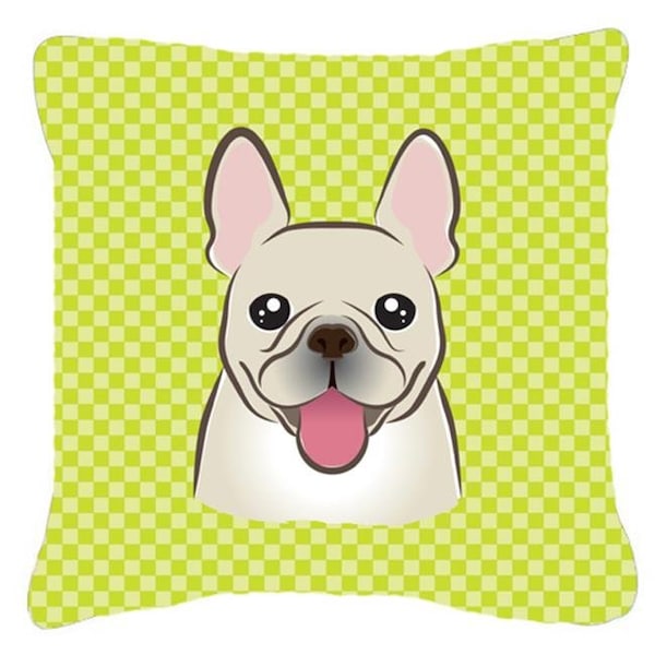 Carolines Treasures Carolines Treasures BB1300PW1818 Checkerboard Lime Green French Bulldog Fabric Decorative Pillow; 18 x 18 In. - BB1300PW1818