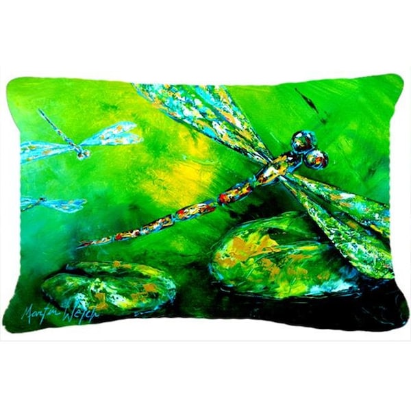 Carolines Treasures Carolines Treasures MW1114PW1216 12 x 16 In. Dragonfly Summer Flies Indoor & Outdoor Fabric Decorative Pillow - MW1114PW1216