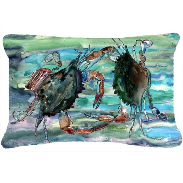 Carolines Treasures Carolines Treasures 8954PW1216 Watery Teal And Purple Crabs Canvas Fabric Decorative Pillow - 8954PW1216