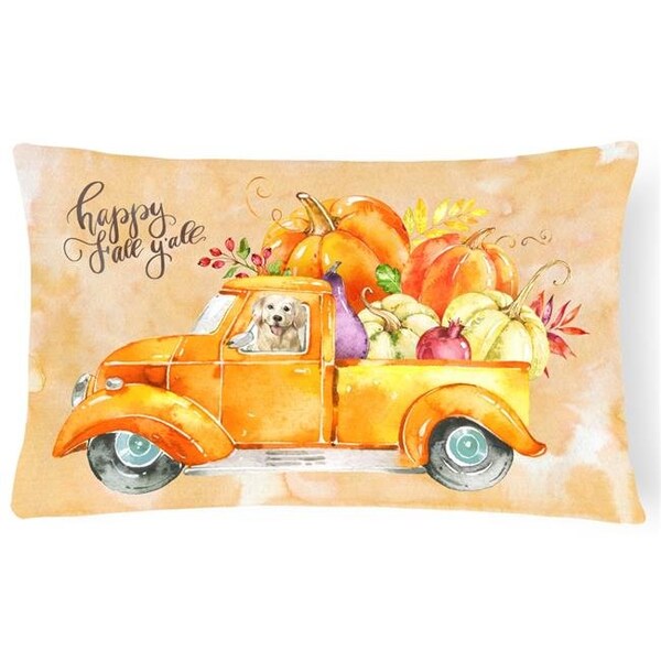 Carolines Treasures Carolines Treasures CK2619PW1216 Fall Harvest Golden Retriever Canvas Fabric Decorative Pillow - CK2619PW1216