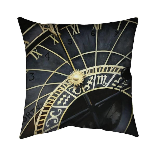 Begin Home Decor 26 x 26 in. Astrologic Clock-Double Sided Print Indoor Pillow - 5541-2626-EA12