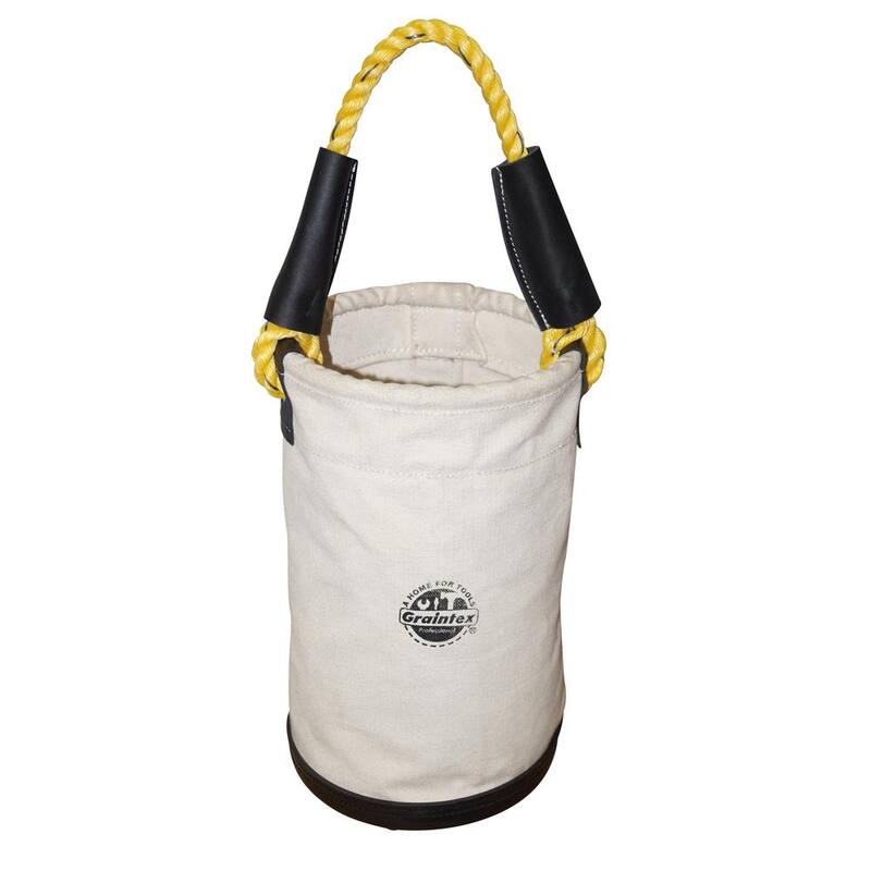 Graintex 10 in. Canvas Utility Tool Bucket with Plastic Bottom and Rope Handle in White - CB2296