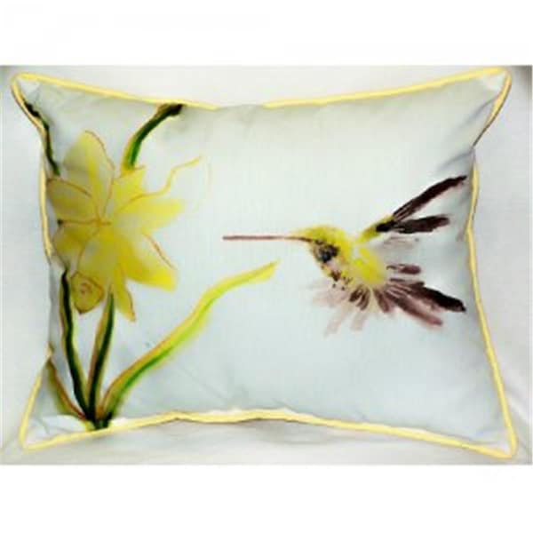 Betsy Drake Yellow Hummingbird Throw Pillow- 18 x 18 in. - HJ332