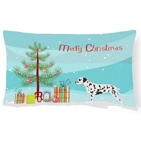 Carolines Treasures Carolines Treasures BB2901PW1216 Dalmatian Merry Christmas Tree Canvas Fabric Decorative Pillow - BB2901PW1216