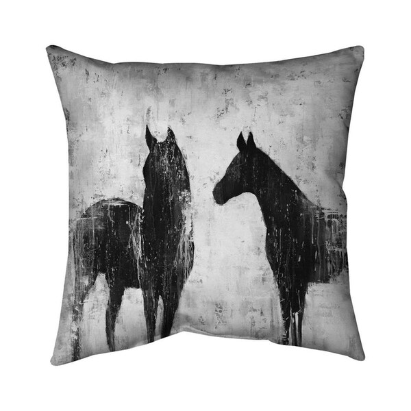 Fondo 26 x 26 in. Black & White Horses-Double Sided Print Indoor Pillow - FO2775159