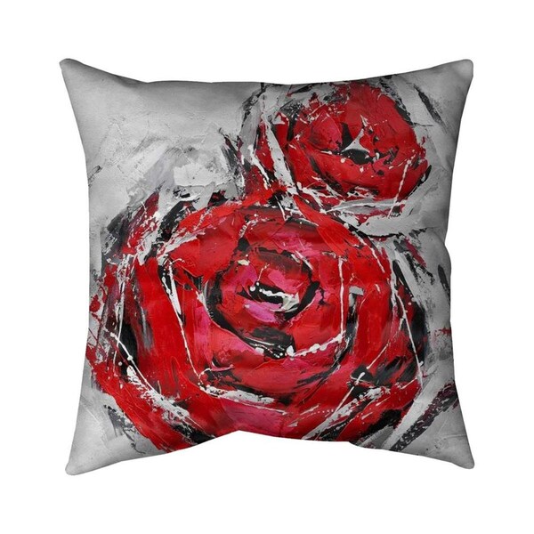 Fondo 26 x 26 in. Abstract Red Roses-Double Sided Print Indoor Pillow - FO2793162