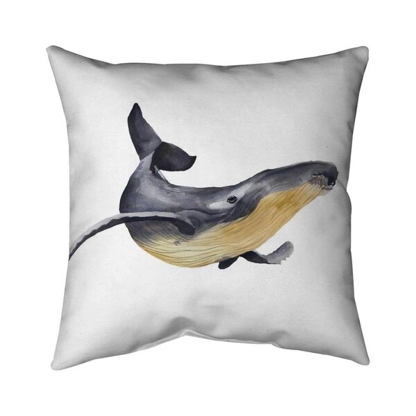 Fondo 20 x 20 in. Watercolor Blue Whale-Double Sided Print Indoor Pillow - FO2790638